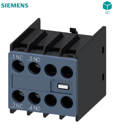 AUX. 开关组，1 NO + 1 NC 用于电机接触器和 接触器继电器， 调节路径：1 NC，1 NO 螺旋端子，尺寸 S00 和 S0， DIN EN 50012 和 DIN EN 50005}